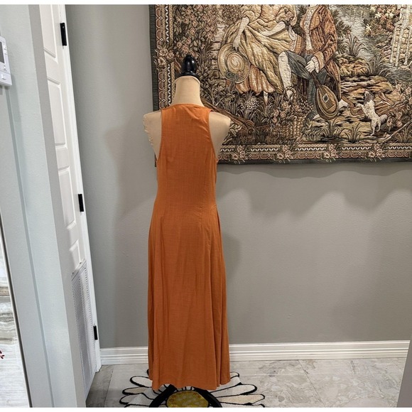 ASOS DESIGN Dress Womens 6 Orange V Neck Button Front Sleeveless Maxi Sundress - Picture 4 of 11